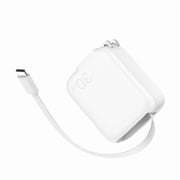 TOPADRE 30W GaN 2-in-1 Fast Charger with Retractable Cable, USB-C Wall Plug, Compact PD Charger for Phones & Tablets