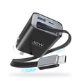 thumbnail image 1 of Topadre 30W GaN 3-in-1 Fast Charger with Retractable Cable, USB-C + USB-A Wall Plug, Compact PD Charger for Phones & Tablets, 1 of 7