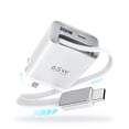thumbnail image 1 of Topadre 65W GaN Charger with Built-in 3.5ft Retractable Cable, 3-Port PD Fast Charging Compatible with iPhone/Samsung Series -White, 1 of 7