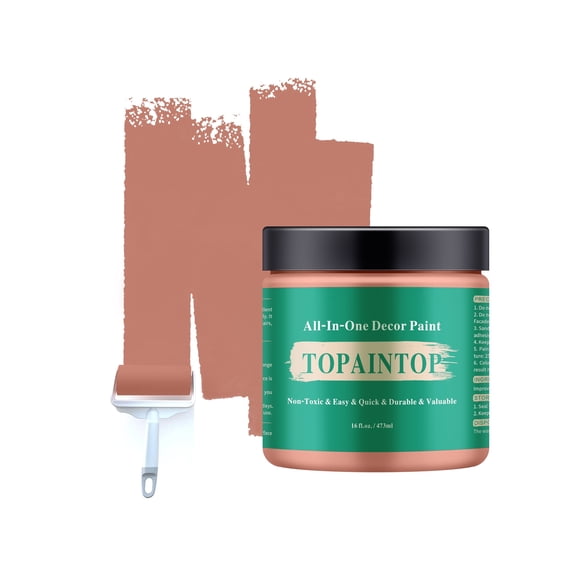TOPAINTOP All-in-One Furniture Paint, Water-Based Wood Paint, Excellent Performance, Eggshell, Cedar Red, 16 fl oz