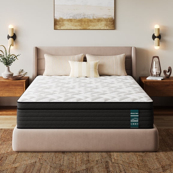 TOPAOK Twin Mattress, 10 inch Firm Hybrid Mattress, 800+ Pocket Springs, Euro Top, Fiberglass Free, CertiPUR-US Certified