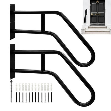 TOPATY 2PCS Hand Rails for Outdoor Steps Stair Railing Indoor Rail Metal Heavy Duty Wall Mount Grab Bars U-Shape Safety Handle Garage Porch Courtyard Doorways 22.8 INCH Garden,500LBS Capacity