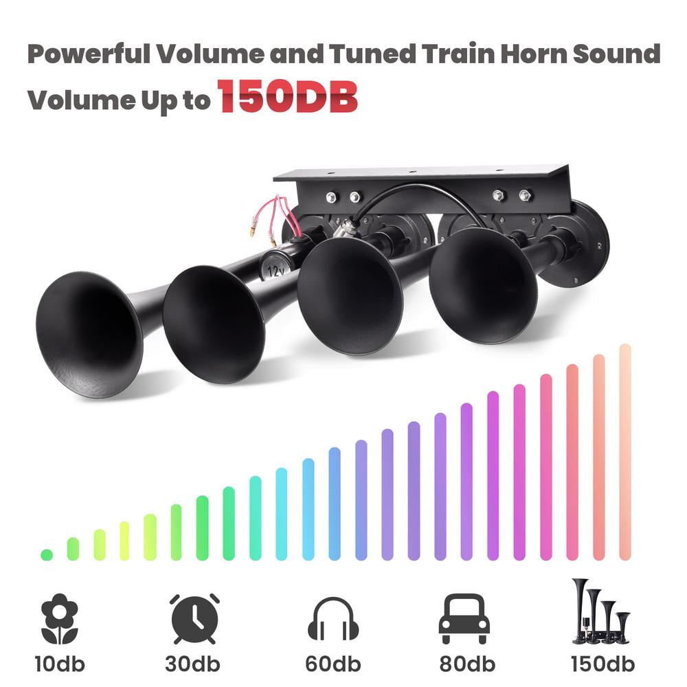 Air Horn For Truck Vixen Horns Train Air Horn - 4 Trumpets Chrome - Foto 12