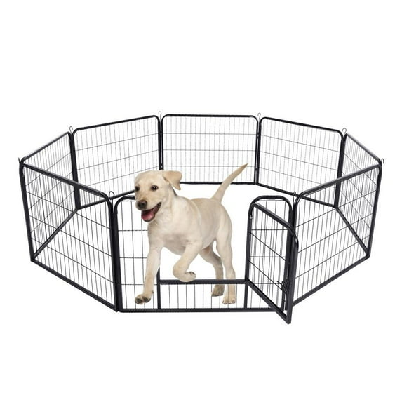 TOPATY Dog Playpens Portable Metal Wire Yard Fence Eight 24-Inch Panels Included Single Door Dog Fences Indoor For RV Indoor & Outdoor Use approving