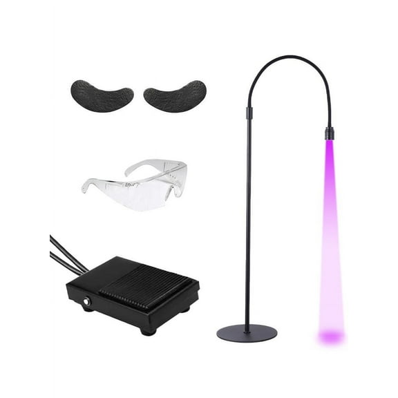 TOPATY Eyelash Lamp - Dimmable LED Floor Lamp Lash Light for Eyelash Extensions, Salon SPA, Esthetician, Tattoo Artists - Rotating Half-Moon Head, Shadowless Lighting, Adjustable Brightness (Black)