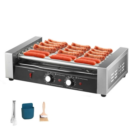 Hot Dog Roller Machine, 7 Roller Rack Hot Dog Roller Machine, 18 Hot Dogs Capacity, 1200W 110V
