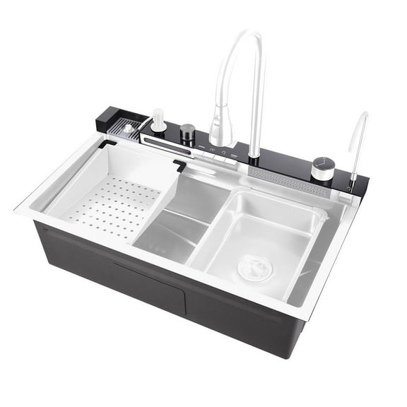 TOPATY Kitchen Sink, 304 Stainless Steel Drop-In Sinks, Top Mount Single Bowl Basin with Accessories, Household Dishwasher Sinks for Workstation, RV, Prep Kitchen, and Bar Sink, 29.5 inch
