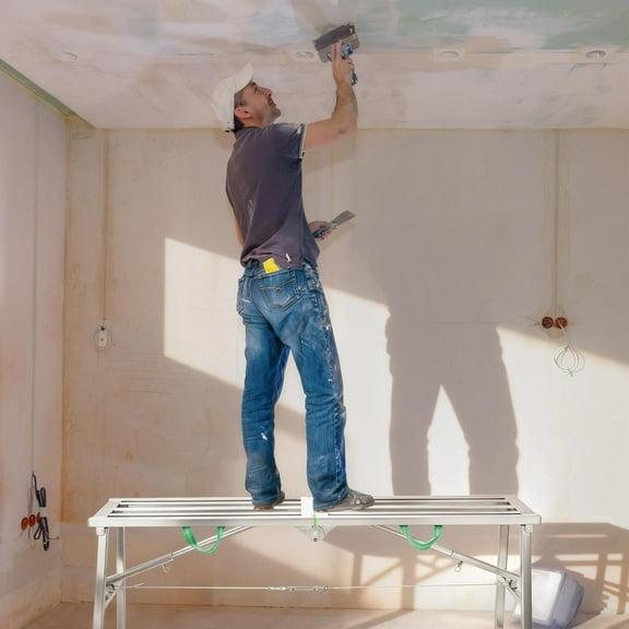 TOPATY Scaffolding Adjustable Height Thicken Portable Standing Scaffold 67.72x17.32x30.71in Single Support Adjustable Height Ladder For Drywall Painting