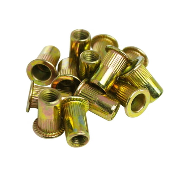 TOPAZ 150Pcs M5 Metric Zinc Plated Carbon Steel Rivet Nut Flat Head Threaded Insert Rivet Nut Kit (M5)