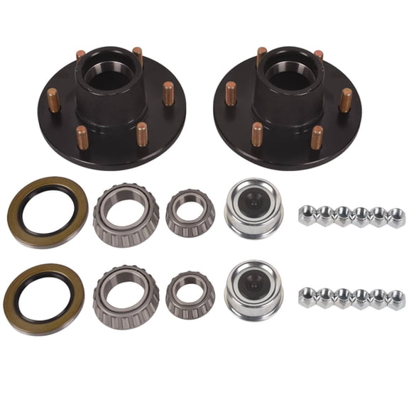 TOPAZ 2Pcs 6 on 5.5" Trailer Hub Drum Kits Idler Hub Kits for 6,000lbs Axle, 25580 15123 Inner & Outer Cone Bearings