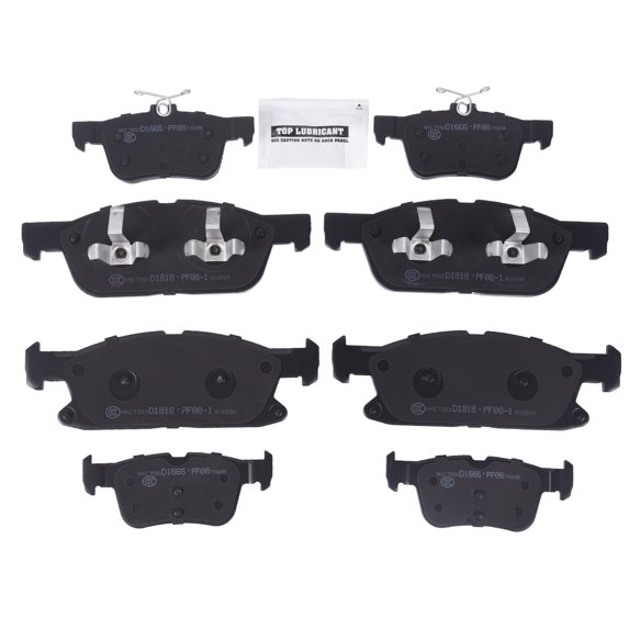 TOPAZ 8X Front + Rear Ceramic Brake Pads For 2015-2018 Ford Edge Lincoln MKX Nautilus D1818 D1665