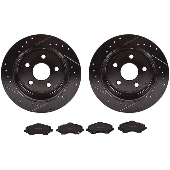 TOPAZ Rear Brake Rotors + Ceramic Pads for 2007-2017 Jeep Wrangler 53041