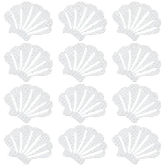 TOPBATHY 12pcs Bathroom Anti-slip Stickers Sea Shell Shape Bathing Safety Floor Decals Nonslip Bathroom Stickers