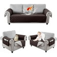 thumbnail image 1 of TOPCHANCES 1/2/3 Seater Waterproof Couch Cover Non-Slip Sofa Slipcover Furniture Protector with Side Pocket for Pets Dogs Children Living Room, Chocolate, 1 of 8