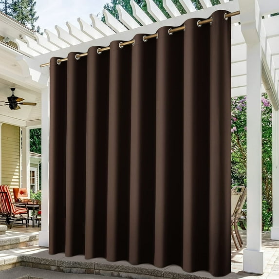 TOPCHANCES 100" Extra Wide Outdoor Blackout Curtains Waterproof Blocking UV Protect Patio (254 * 213 cm), Brown