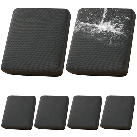 TOPCHANCES 100% Waterproof Outdoor Patio Cushion Covers for Outdoor Seat Cushions, Patio Chairs, Stretch Sofa Seat Cushion Slipcovers Furniture Protector, Covers Only (6 Pack, Dark Grey)