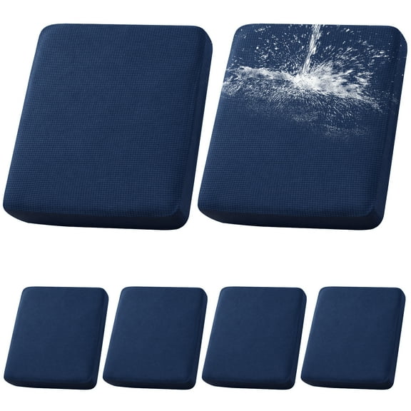 Topchances Stretch Fabric 6-Piece Polyester Sofa Seat Cushion Slipcover, Navy