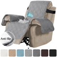 thumbnail image 1 of Topchances Waterproof Geometric Polyester Reclining Armchair Slipcovers, Light Grey, 1 of 9