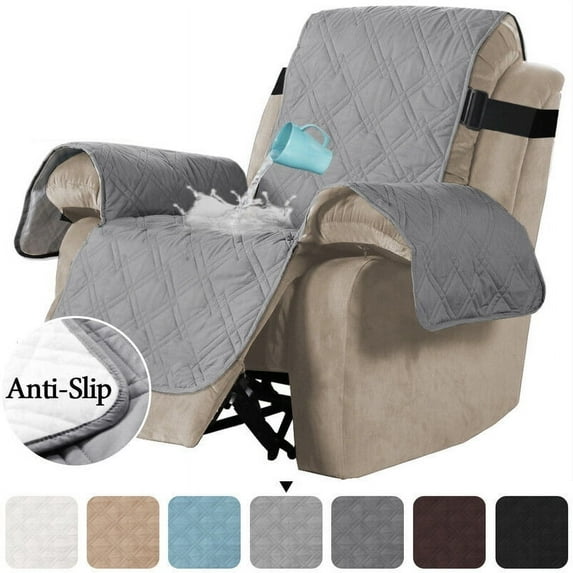 Topchances Waterproof Geometric Polyester Reclining Armchair Slipcovers, Light Grey