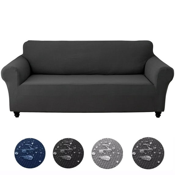 TOPCHANCES 100% Waterproof Sofa Cover, Machine Washable Couch Slipcover with Armrests, Non Slip Furniture Protector for Dogs, Kids, Pets (Dark Grey, For Sofa )