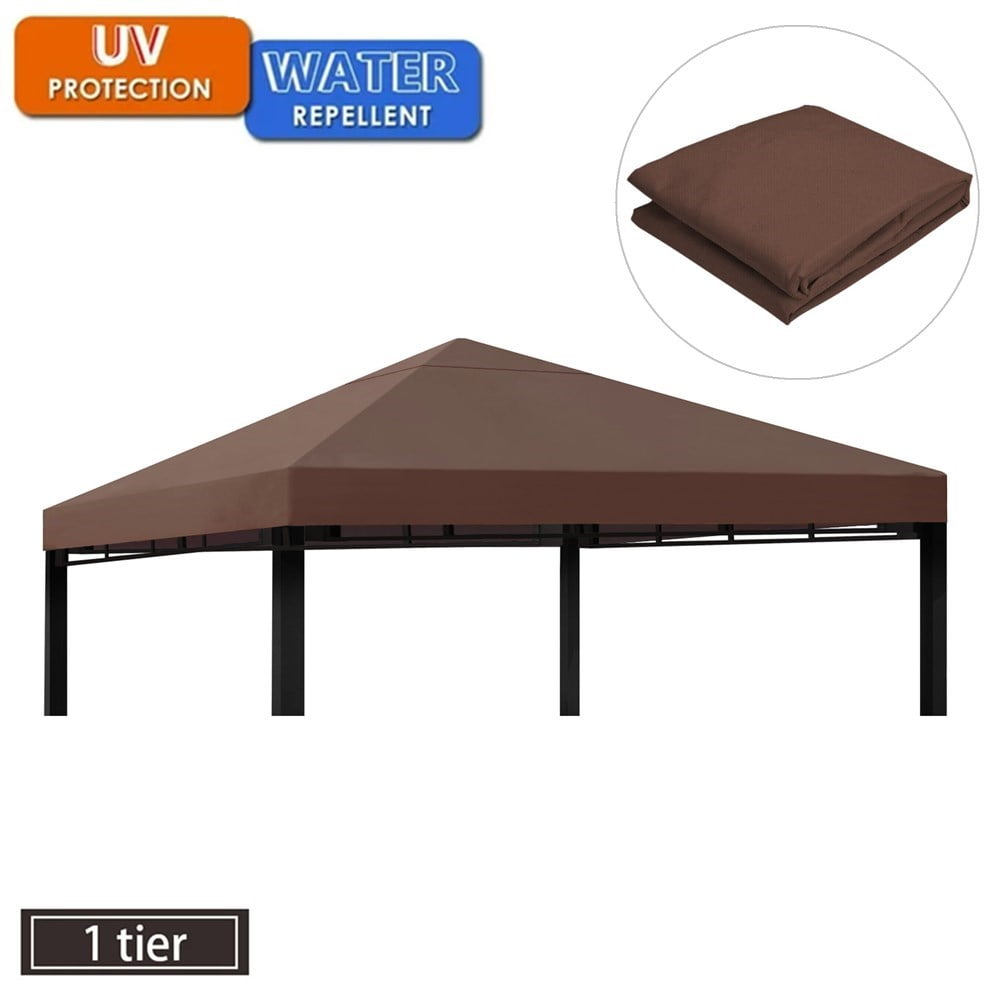 TOPCHANCES 10FTx10FT Canopy Replacement Top Canopy Cover Replacement Single Tier Gazebo Covers for Yard Patio Garden Canopy Sunshade Brown Walmart
