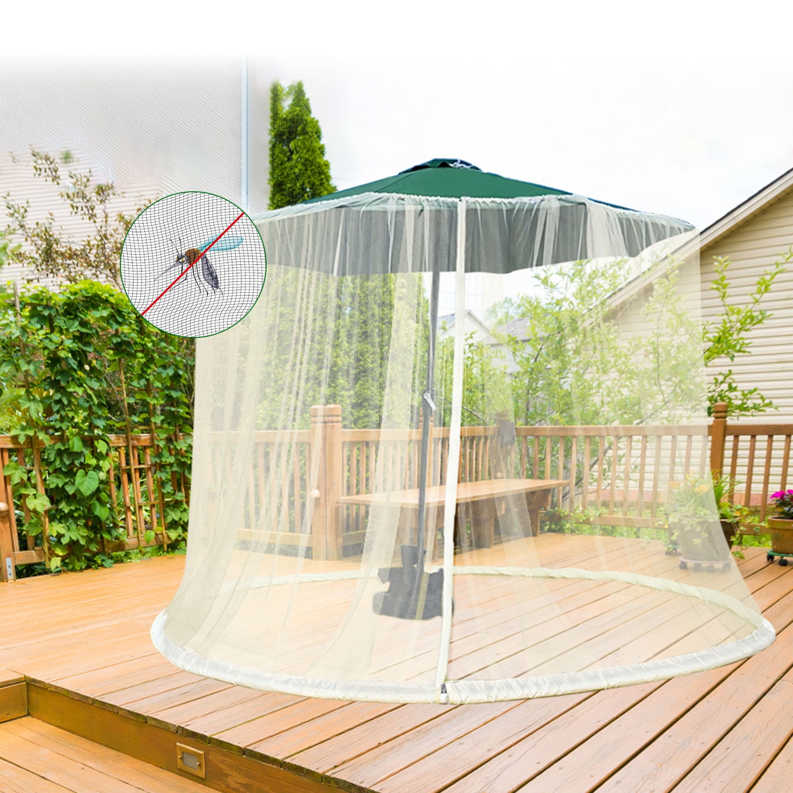 TOPCHANCES 11-12ft Patio Umbrella Mosquito Netting with Zipper Door,  Polyester Mesh Screen, Height Diameter Adjustable, for Outdoor Patio  Garden, ...