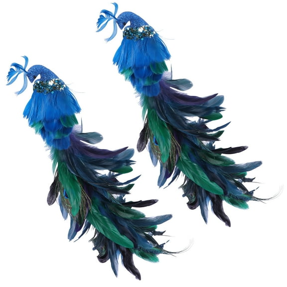 TOPCHANCES 19" Peacock Clip-On Christmas Ornament, Blue/Green, 2 Pack