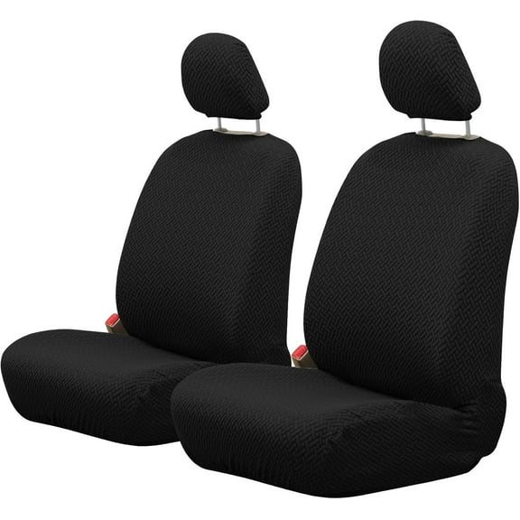 TOPCHANCES 2 Pack Knitting Car Seat Covers, Breathable Car Front Seat Covers with Headrest Covers (Black)