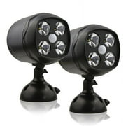 TOPCHANCES 2-Pack Motion Sensor Spotlight Battery Powered Security Light 4 LEDs Super Bright Weatherproof Outdoor Wall Light for Garden Walkways Garage