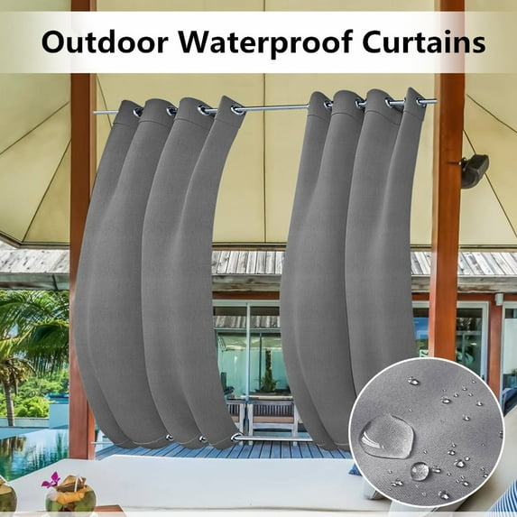TOPCHANCES 2 Panels Blackout Curtains Patio Waterproof Outdoor Curtains, Thermal Insulated Top & Bottom Grommet Indoor/Outdoor Drapes Privacy, W52in x L108in
