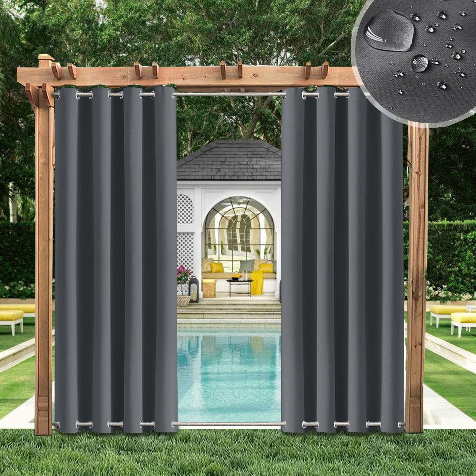 Outdoor Curtains 2 Panels For Patio Waterproof \u0026 Windproof, Thermal Ryb  Home Blackout Curtains, image size:1600x1600