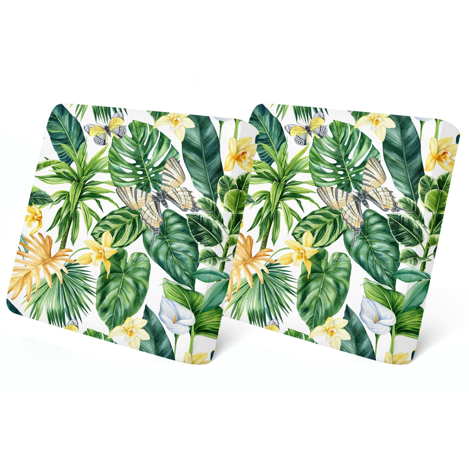 TOPCHANCES 2 Pcs Patio Stretch Sofa Cushion Covers Outdoor Cushion Covers Replacement with Elastic Bottom, Couch Slipcover Sofa Seat Covers Patio Furniture Protector, Green Leaves