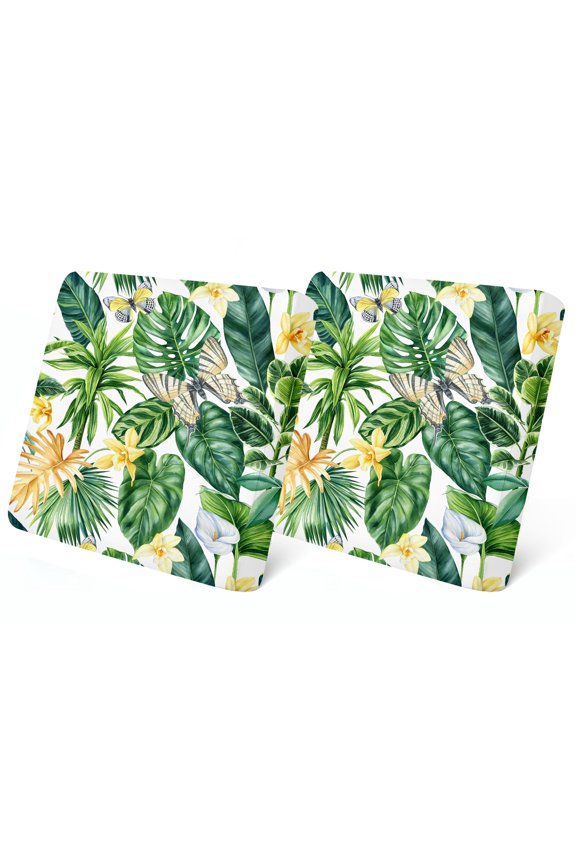 2 Pcs Patio Stretch Sofa Cushion Covers Outdoor Cushion Covers Replacement with Elastic Bottom, Couch Slipcover Sofa Seat Covers Patio Furniture Protector, Green Leaves