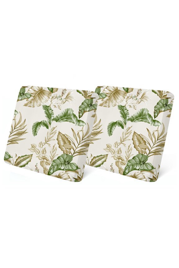 2 Pcs Patio Stretch Sofa Cushion Covers Outdoor Cushion Covers Replacement with Elastic Bottom, Couch Slipcover Sofa Seat Covers Patio Furniture Protector, Leaves