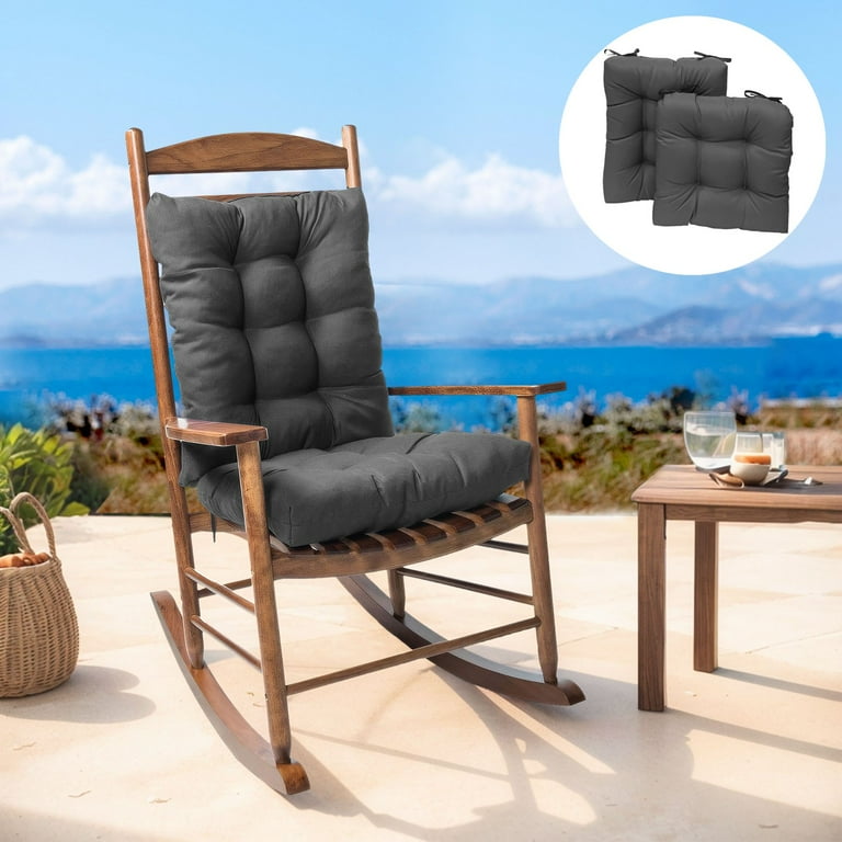 TOPCHANCES 2 Piece Rocking Chair Cushion Set with Non Slip Ties Swing Beach Cushion Patio Chair Cushions Seat Cushion Back Cushion