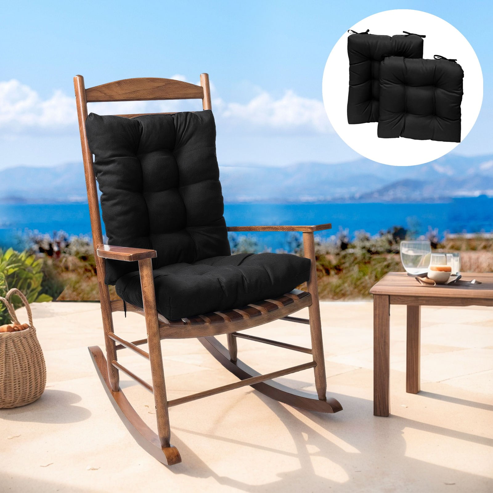 TOPCHANCES 2 Piece Rocking Chair Cushion Set with Non Slip Ties Swing Beach Cushion Patio Chair Cushions Seat Cushion Back Cushion Walmart