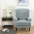 thumbnail image 1 of TOPCHANCES 2-Piece Stretch Jacquard Wing Chair Cover, Wingback Armchair Slipcovers Spandex Fabric WingChair Furnitur Removable for Adults, Kids and Pets, Light Blue, 1 of 10