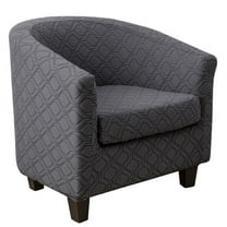 TOPCHANCES 2-Piece Tub Chair Covers Stretch Armchair Cover with Cushion Cover Barrel Club Chair Slipcovers Furniture Protector, Dark Grey