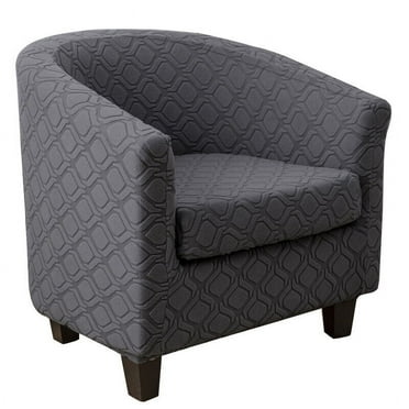 TOPCHANCES 2-Piece Tub Chair Covers Stretch Armchair Cover with Cushion Cover Barrel Club Chair Slipcovers Furniture Protector, Dark Grey