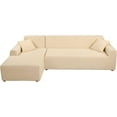 thumbnail image 1 of TOPCHANCES 2-Pieces L-Shaped Sectional Sofa Covers, Thicken Velvet Sofa Couch Slipcovers for 3 Seats+3 Seats Corner Couch (Beige), 1 of 7