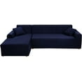 thumbnail image 1 of TOPCHANCES 2-Pieces L-Shaped Sectional Sofa Covers, Thicken Velvet Sofa Couch Slipcovers for 3 Seats+3 Seats Corner Couch (Navy Blue), 1 of 10