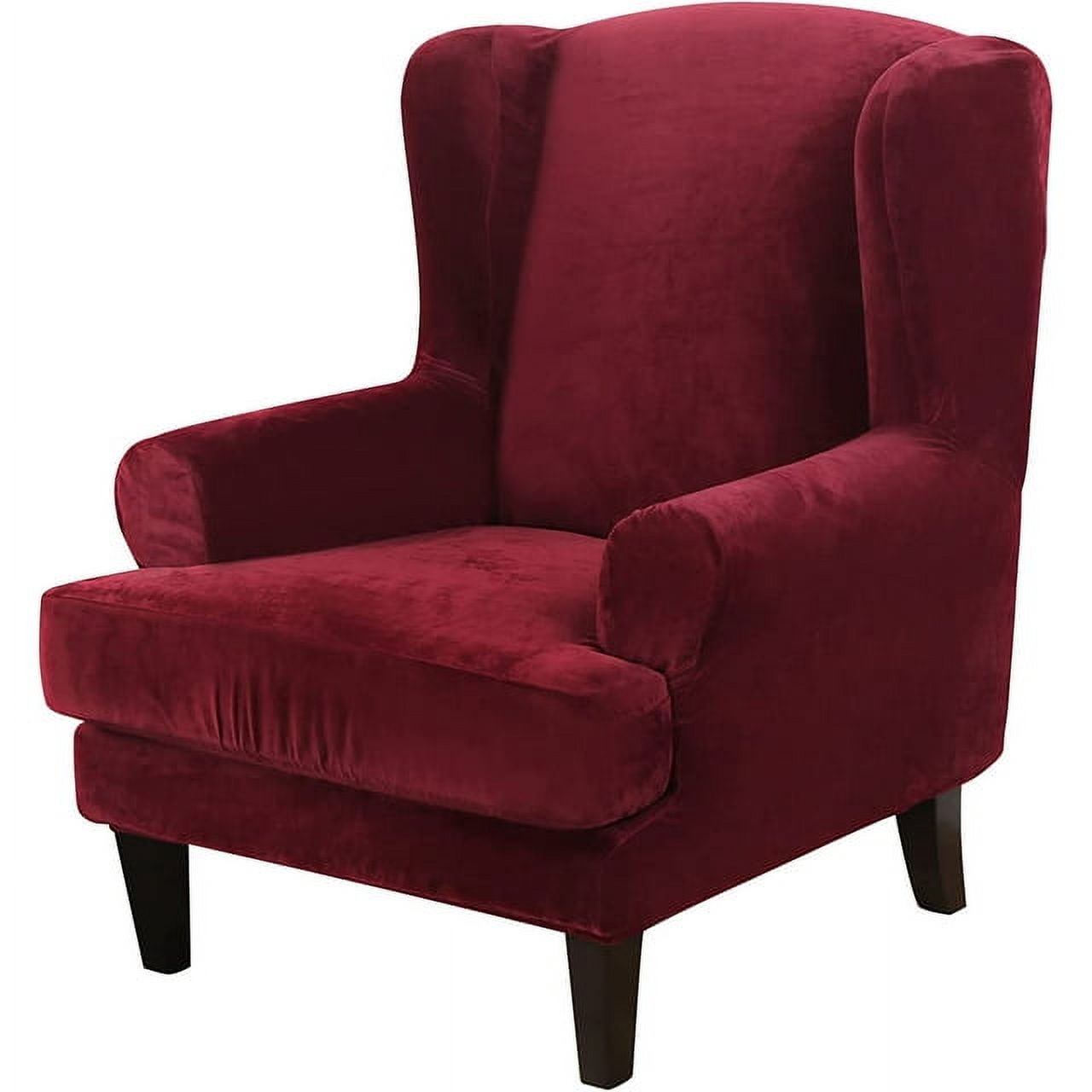 TOPCHANCES 2Pieces Velvet Wingback Chair Covers, Stretch Wing Chair