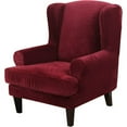 thumbnail image 1 of TOPCHANCES 2-Pieces Velvet Wingback Chair Covers, Stretch Wing Chair Sofa Slipcover, Armchair Cover, Furniture Protector (Wine Red), 1 of 8