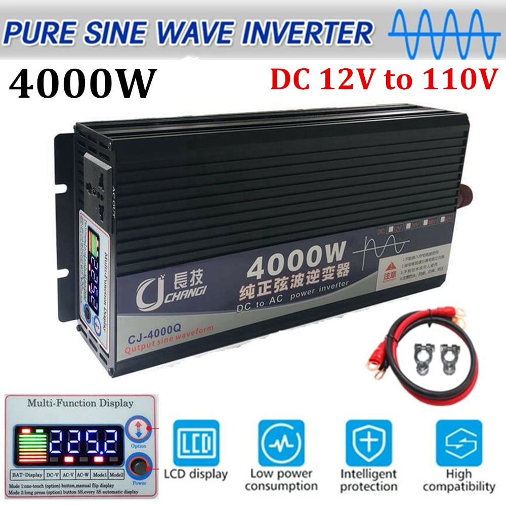 TOPCHANCES 2000 Watts 4000 Watts Pure Sine Wave Power Inverter DC 12V to AC 110V Car RV Converter LED Display