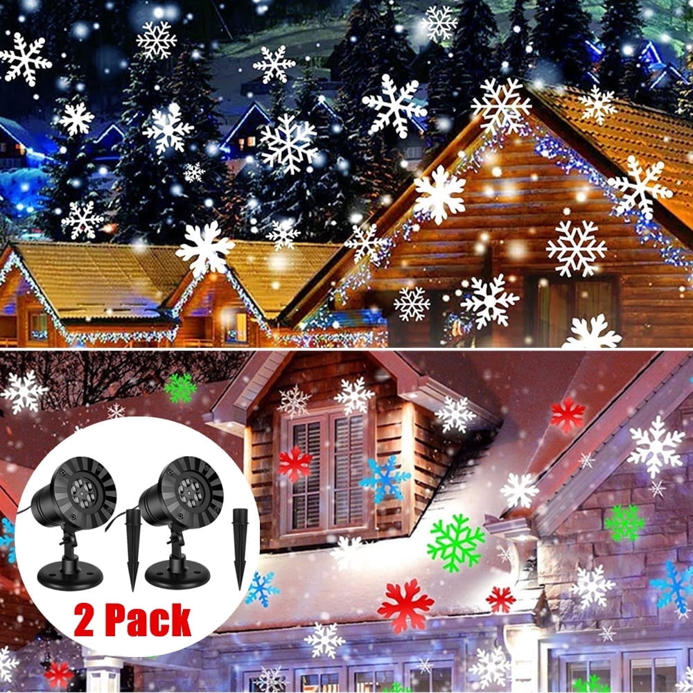 2 Pcs Christmas Projector Lights 3 Color Xmas LED Projector RGB Motion Christmas Garden Projection Lights Waterproof Christmas Starry Spotlight Outdoo Set of 2 Christmas Projector Lights Outdoor, Decorative Snowflake