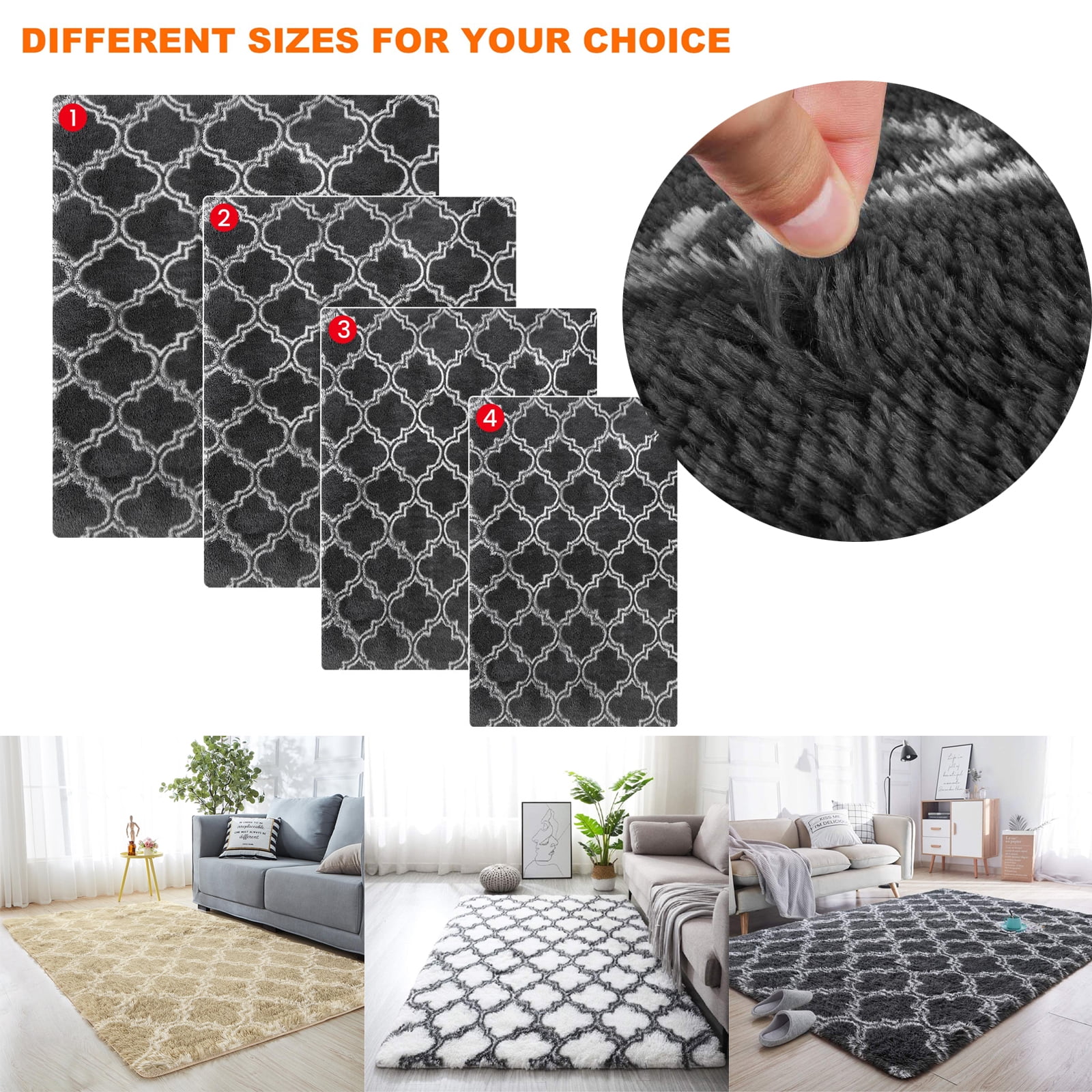 TOPCHANCES 3.9ft x 5.9ft Super Soft Large Fluffy Floor Area Rug, Soft ...