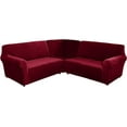 thumbnail image 1 of TOPCHANCES 3-Piece L Shape Sofa Slipcover, Sectional Couch Cover with a Middle Console, 7 Seat Velvet Corner Sofa Cover, Wine Red, 1 of 9