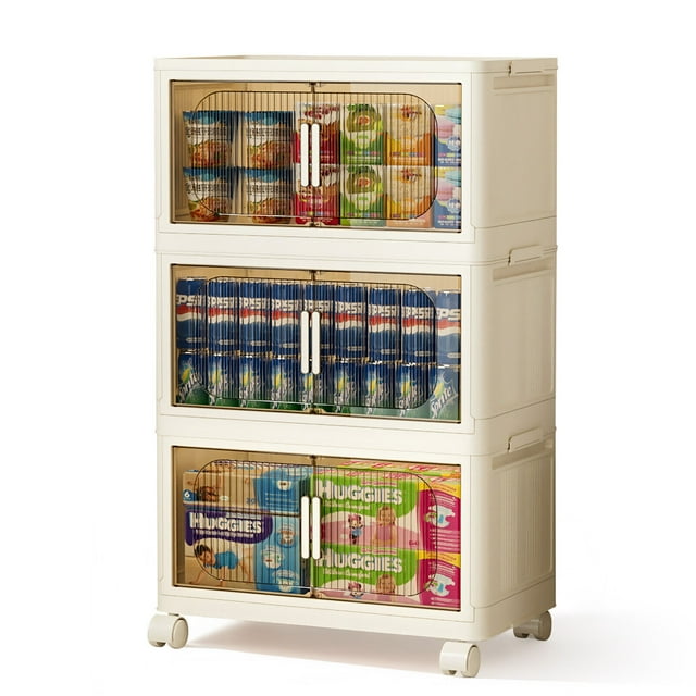 TOPCHANCES 3Tier Plastic Storage Cart with Wheels, Rolling Storage