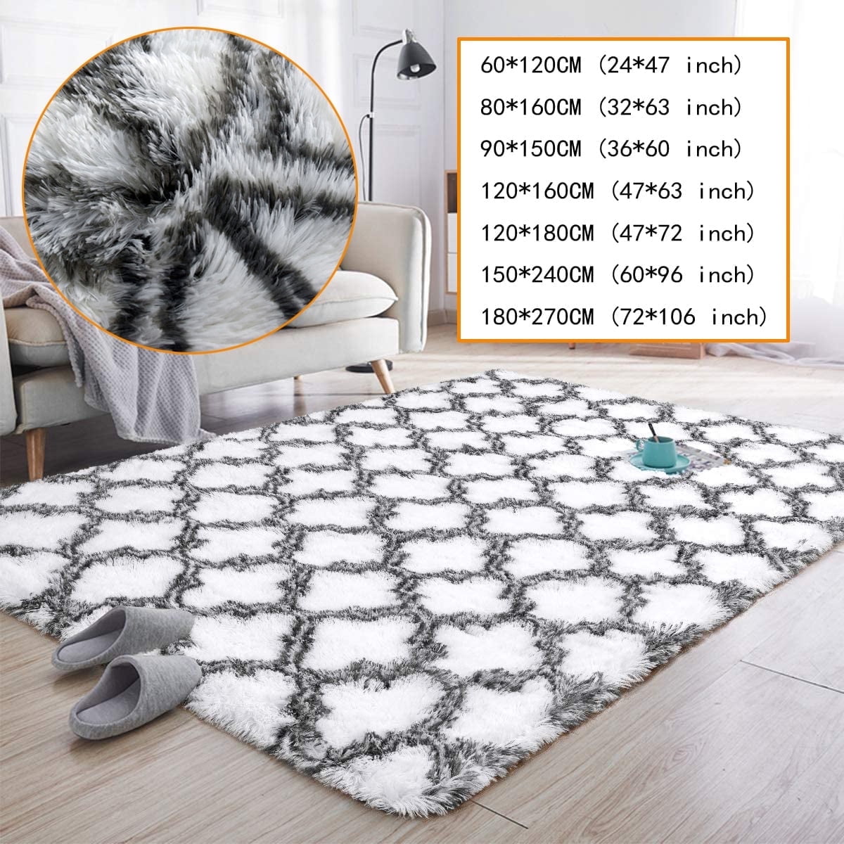 TOPCHANCES Thick Home Living Rug, 71x106-Inch, Soft & Non