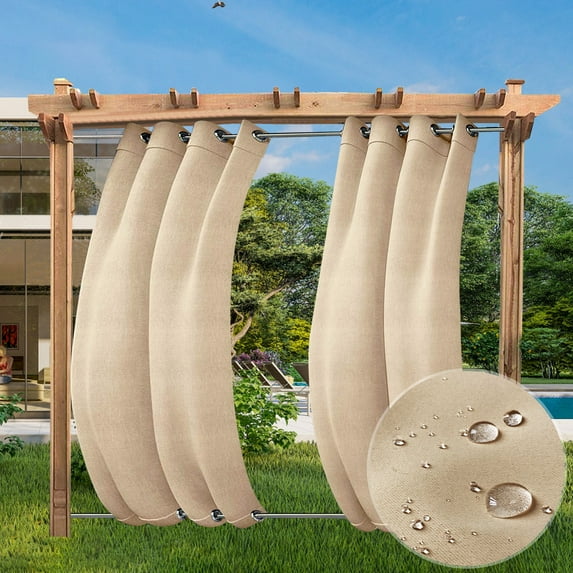 TOPCHANCES 4 Panels Blackout Curtains Patio Waterproof Outdoor Curtains, Thermal Insulated Top & Bottom Grommet Indoor/Outdoor Drapes Privacy, W52in x L94in